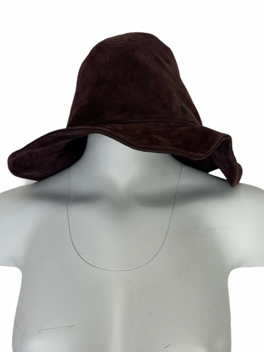 Maison Michel Suede Leather Bucket Hat M Dark Purple Aubergine